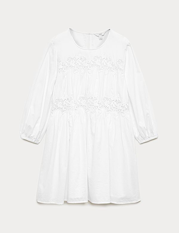 Pure Cotton Lace Mini Waisted Dress - AL