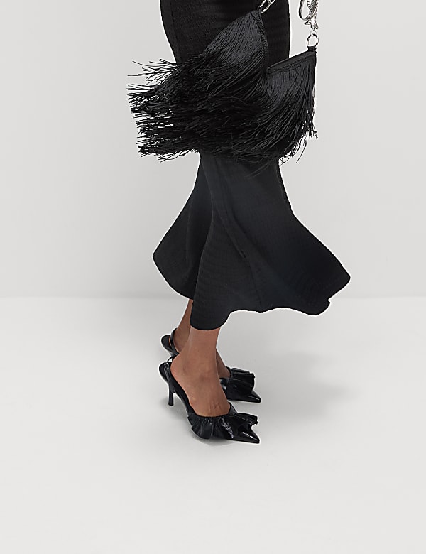 Textured Round Neck Midi Column Dress - ES