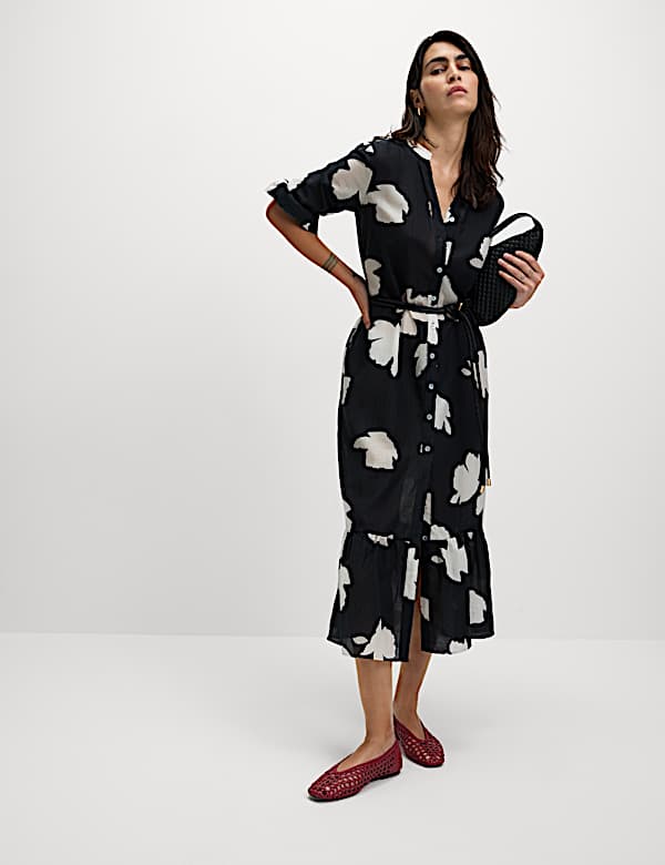 Lyocell Rich Printed Midi Relaxed Dress
