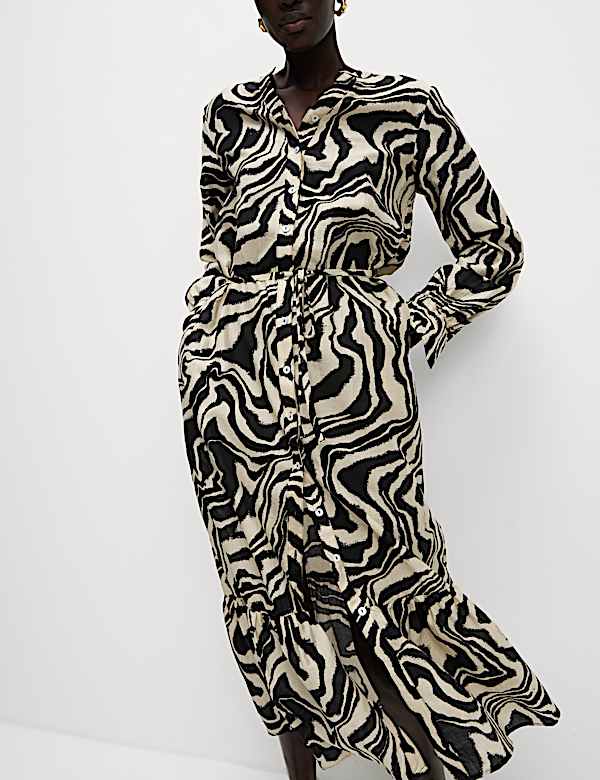 Lyocell Rich Printed Midi Relaxed Dress