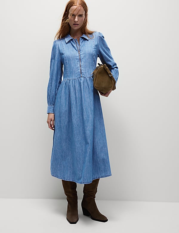Robe midi en jean sales