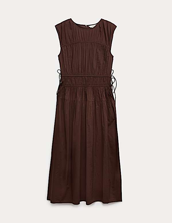 Pure Cotton Midi Waisted Dress - ID