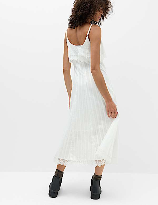 Pure Cotton Jacquard Midi Slip Dress - US