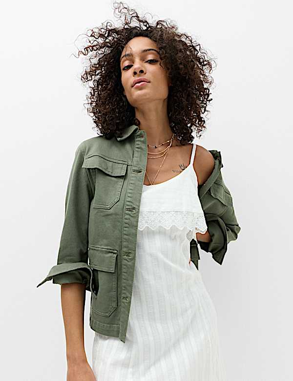 Pure Cotton Jacquard Midi Slip Dress - US