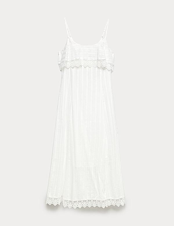 Pure Cotton Jacquard Midi Slip Dress - US
