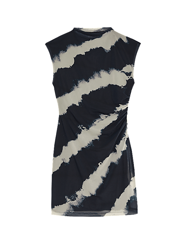 Mesh Jersey Printed Mini Dress