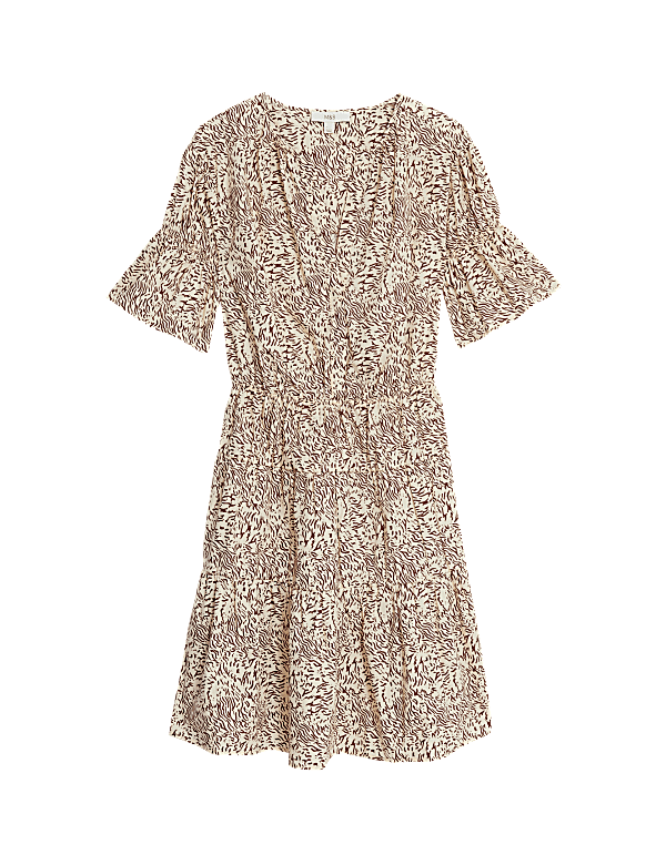Pure Cotton Printed Mini Waisted Smock Dress