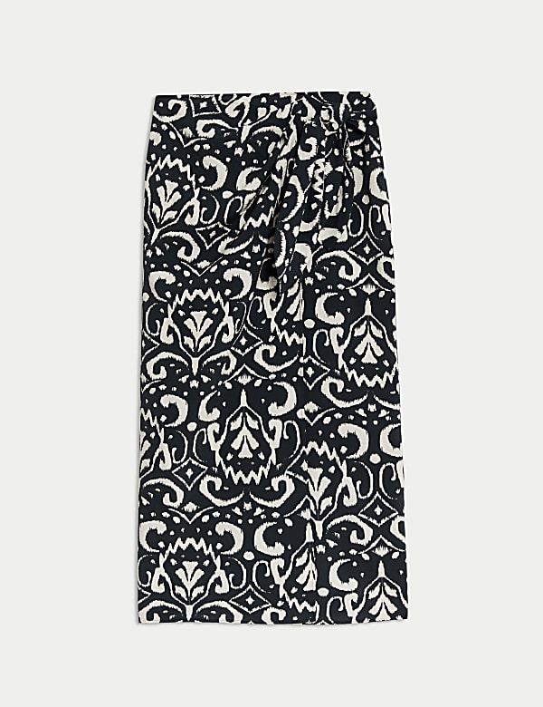 Printed Midi Wrap Skirt - CY
