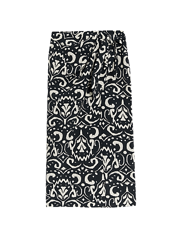 Printed Midi Wrap Skirt