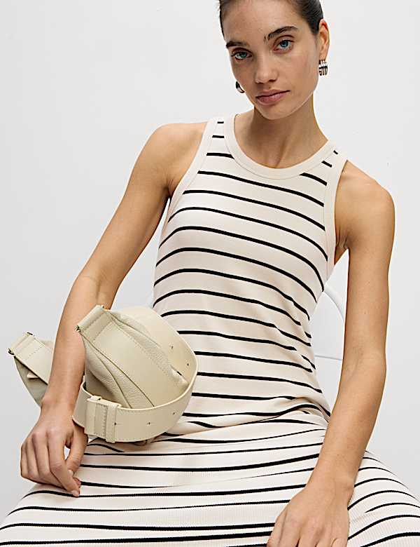 Cotton Rich Striped Midi Column Dress