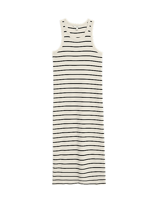 Cotton Rich Striped Midi Column Dress