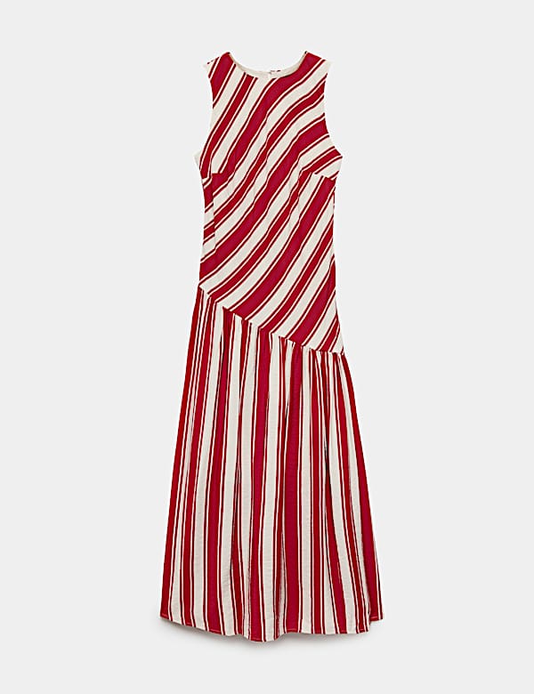 Striped Midaxi Drop Waist Dress - BN