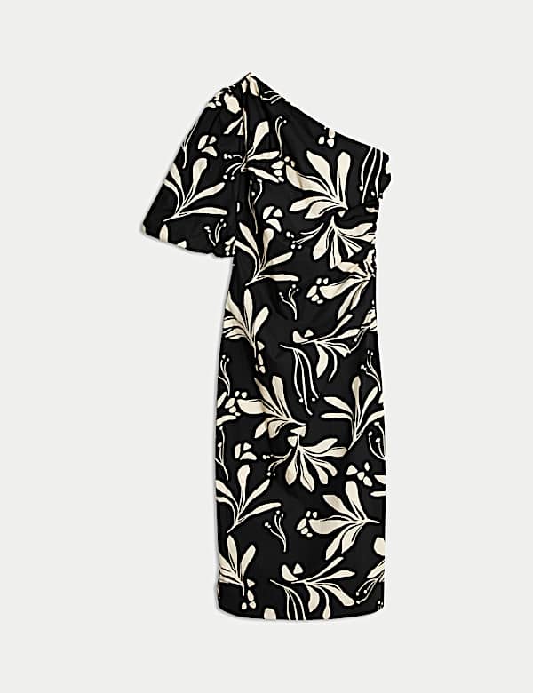 Pure Cotton Floral One Shoulder Midaxi Column Dress - PT