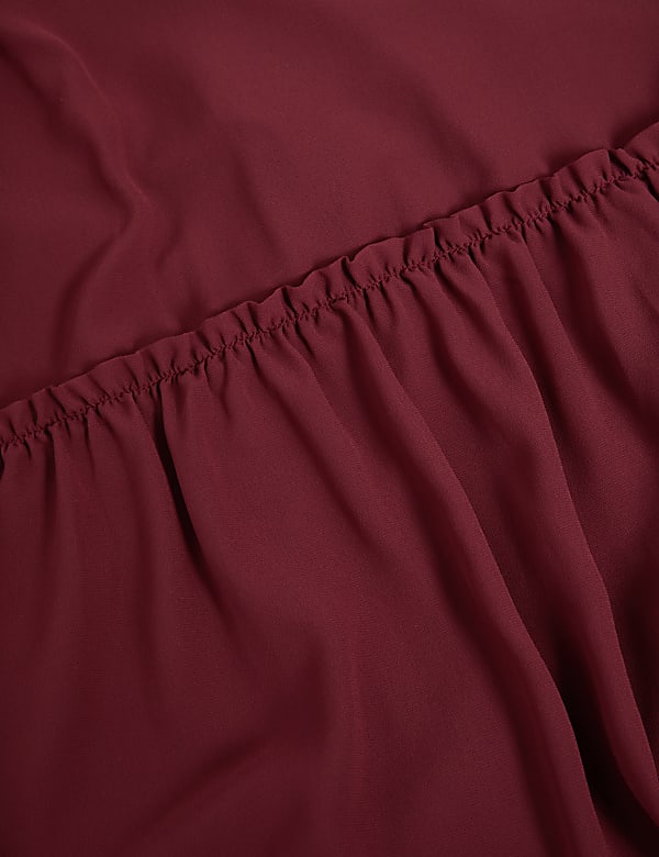 Chiffon Round Neck Midaxi Waisted Dress
