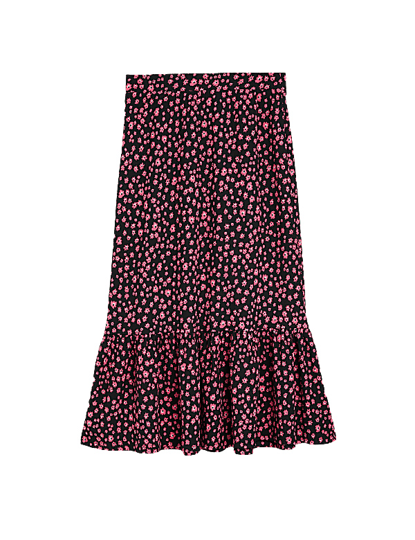 Jersey Ditsy Floral Midi Tiered Skirt