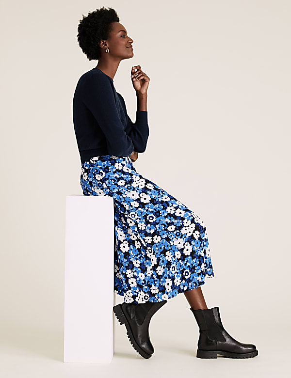 Floral Midi A-Line Skirt