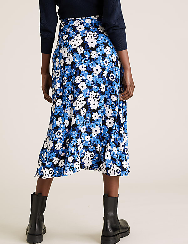 Floral Midi A-Line Skirt