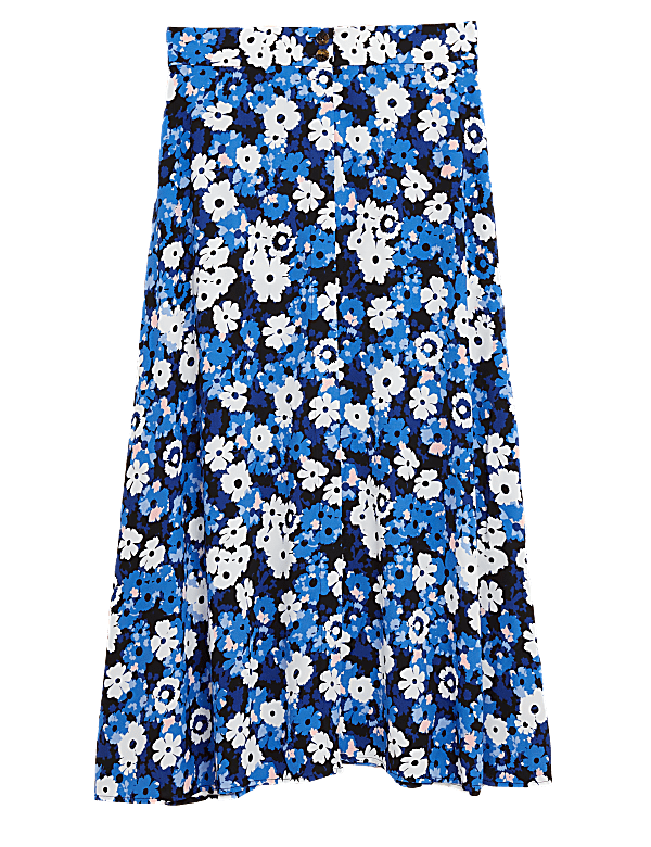 Floral Midi A-Line Skirt