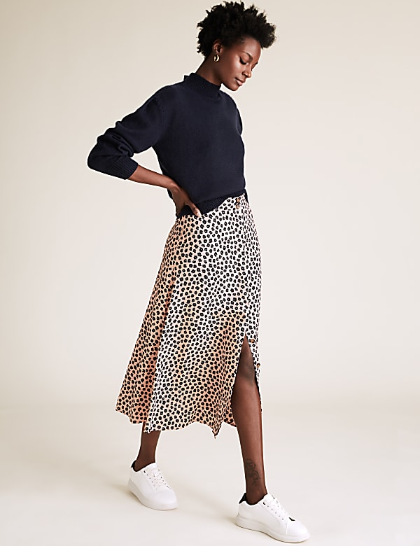 Ditsy Floral Midi A-Line Skirt