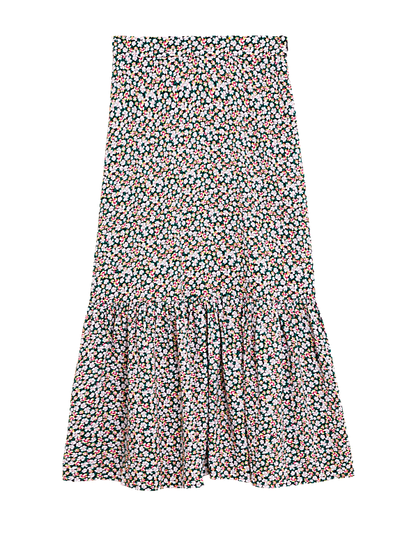 Floral Midi Tiered Skirt
