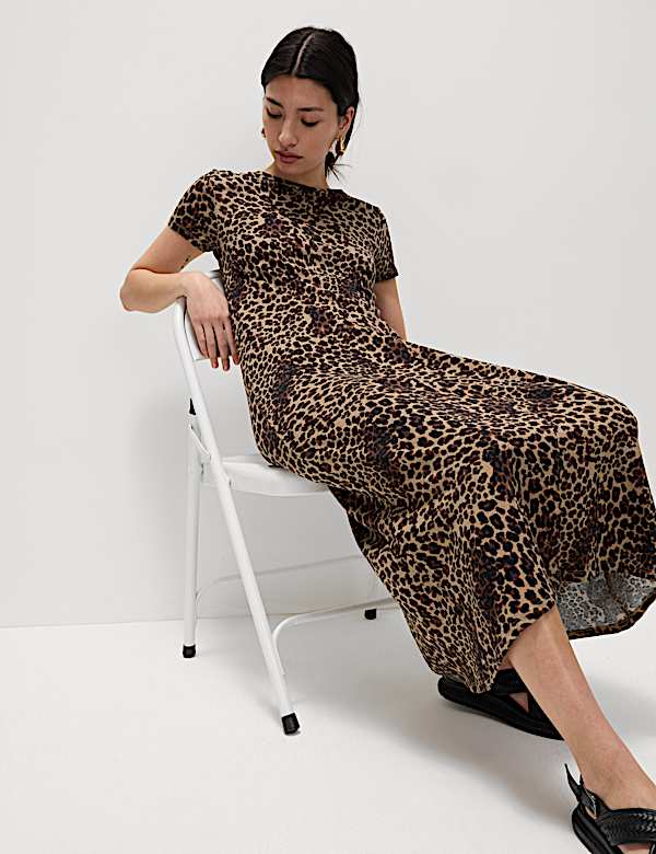 Pure Cotton Printed Midi T-Shirt Dress