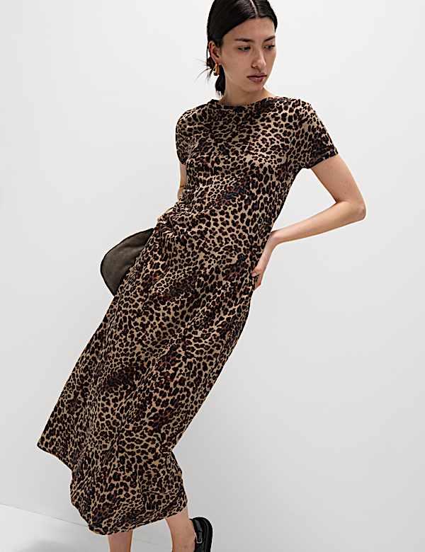 Pure Cotton Printed Midi T-Shirt Dress
