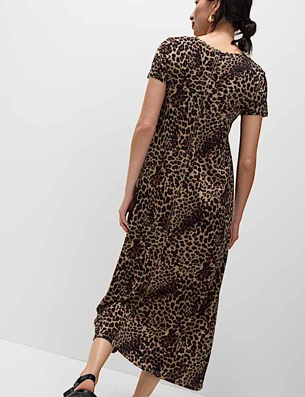 Pure Cotton Printed Midi T-Shirt Dress