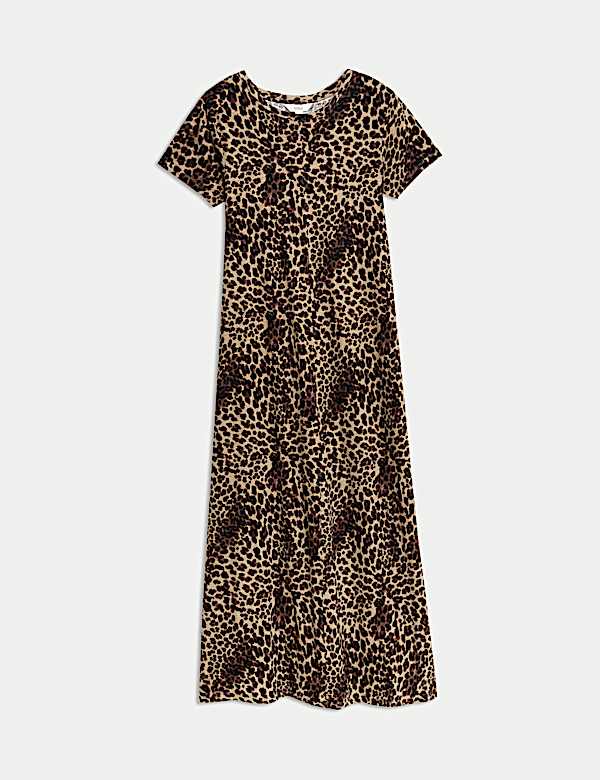 Vestido estilo camiseta a media pierna estampado 100% algod&oacute;n - ES