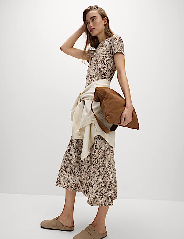 Pure Cotton Printed Midi T-Shirt Dress