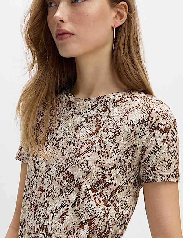 Pure Cotton Printed Midi T-Shirt Dress