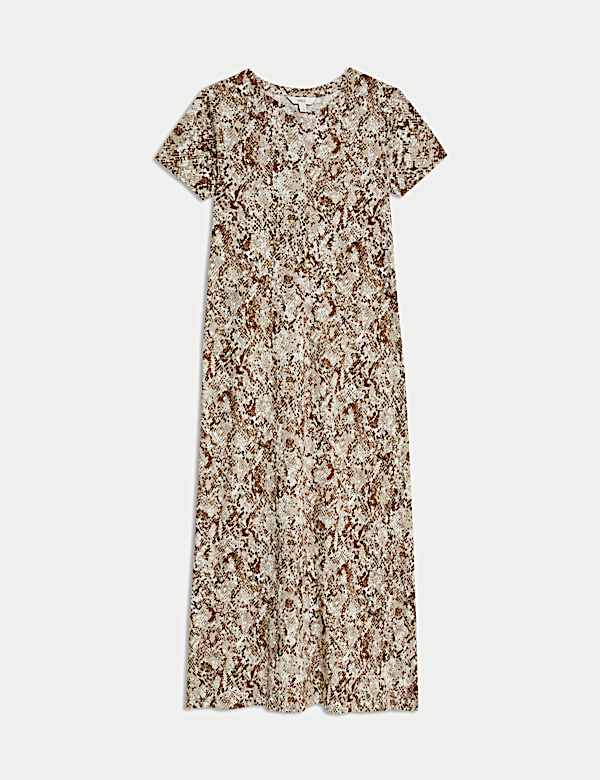 Pure Cotton Printed Midi T-Shirt Dress - RO