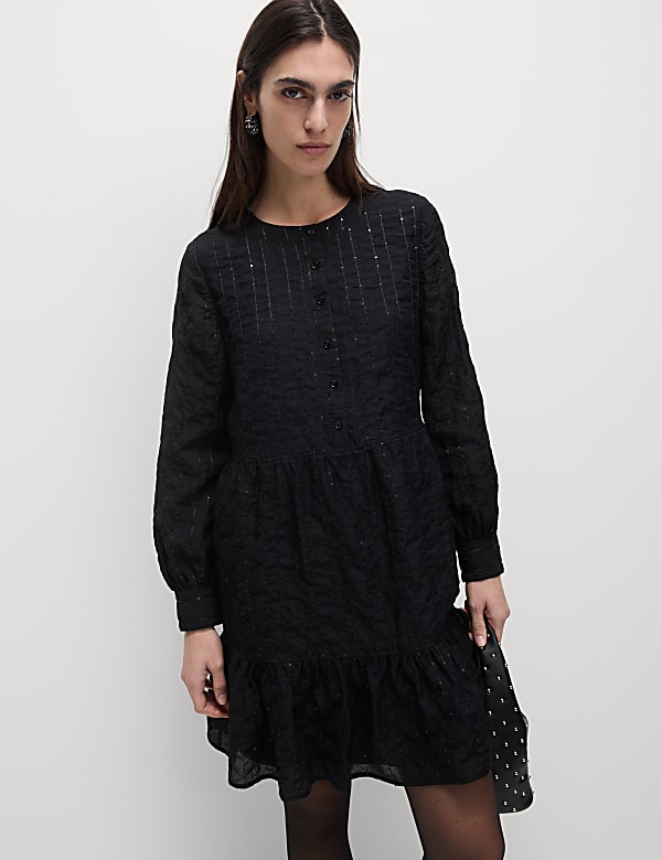 Lyocell Rich Sequin Mini Waisted Dress