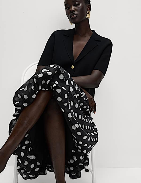 Lyocell Rich Polka Dot Midaxi A-Line Skirt - SE