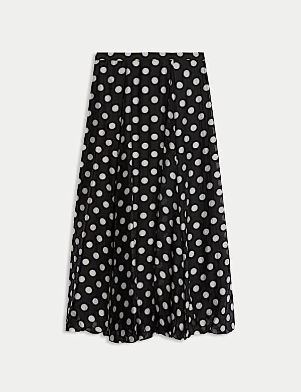 Lyocell Rich Polka Dot Midaxi A-Line Skirt - SE