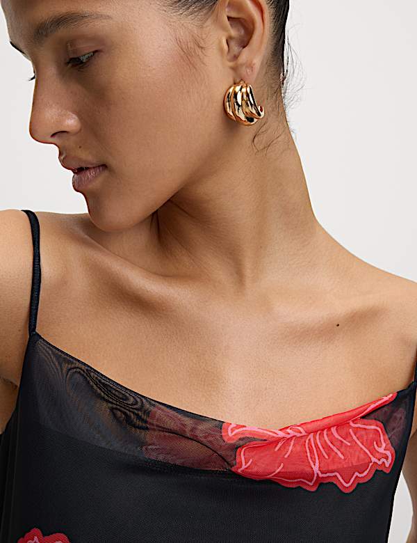 Floral Mesh Strappy Midi Bodycon Dress - GR