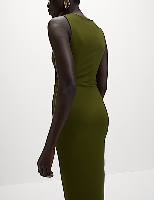 Jersey Round Neck Twist Front Dress