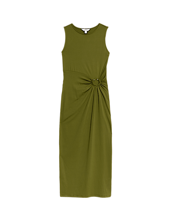 Jersey Round Neck Twist Front Dress