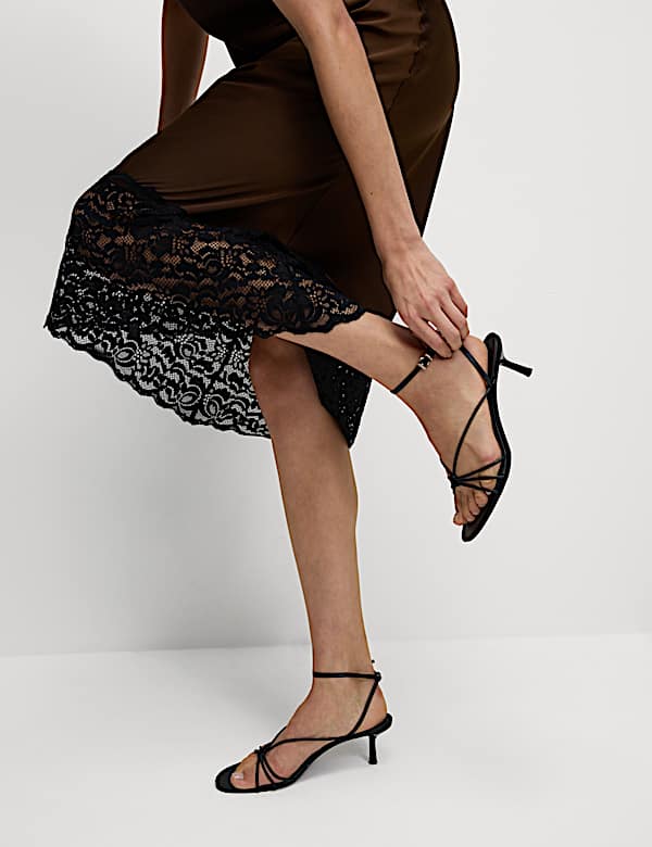 Satin Lace Square Neck Midaxi Slip Dress - US