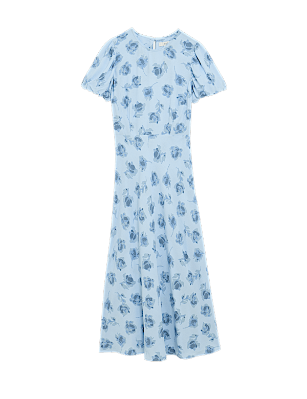 Floral Round Neck Midaxi Tea Dress