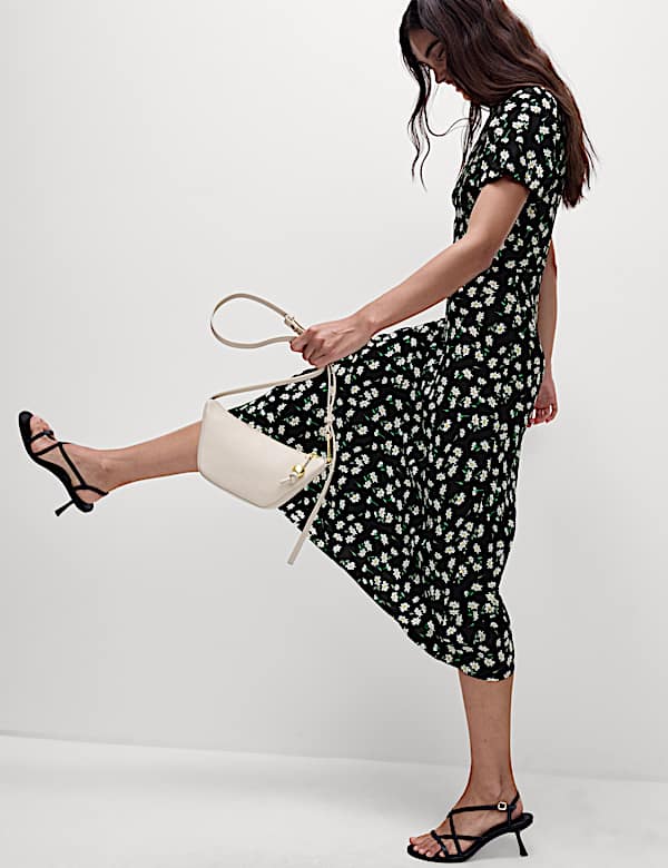 Floral Round Neck Midaxi Tea Dress