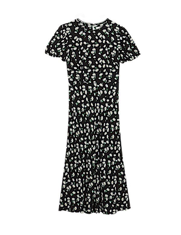 Floral Round Neck Midaxi Tea Dress