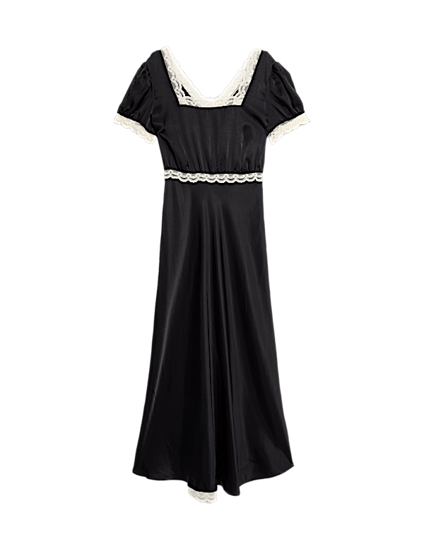 Lyocell Blend Leopard Print Square Neck Midaxi Tea Dress