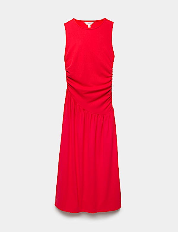 Jersey Ruched Midaxi Drop Waist Dress - AL