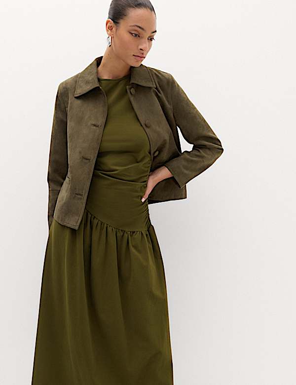 Jersey Ruched Midaxi Drop Waist Dress