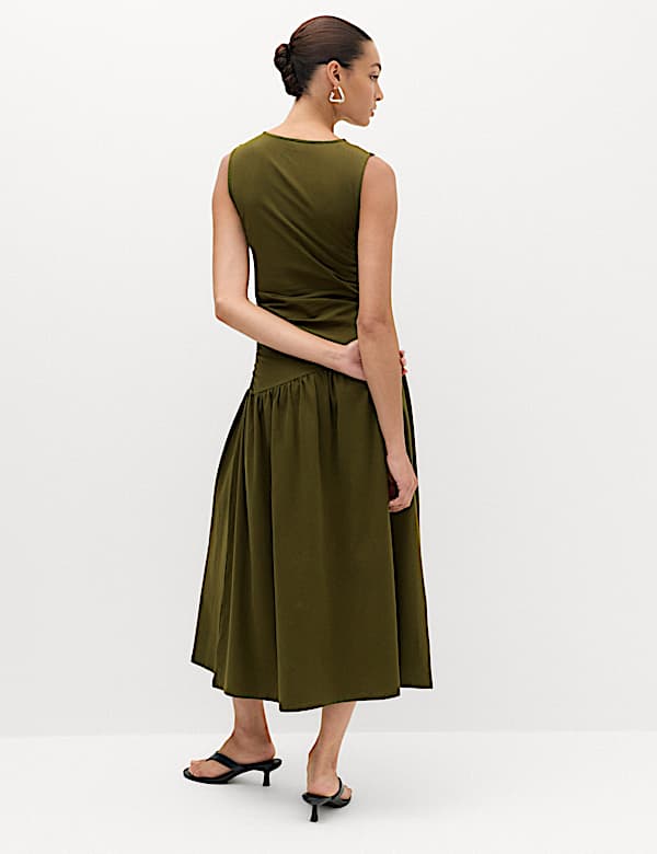 Jersey Ruched Midaxi Drop Waist Dress
