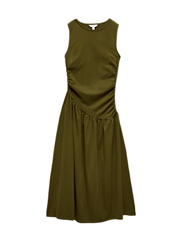 Jersey Ruched Midaxi Drop Waist Dress