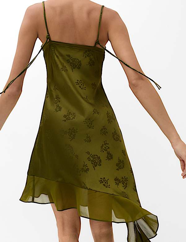 Satin Jacquard Mini Slip Dress - MX