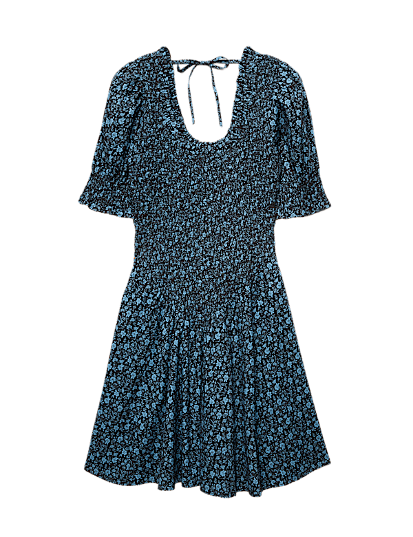 Pure Cotton Floral Mini Shirred Dress