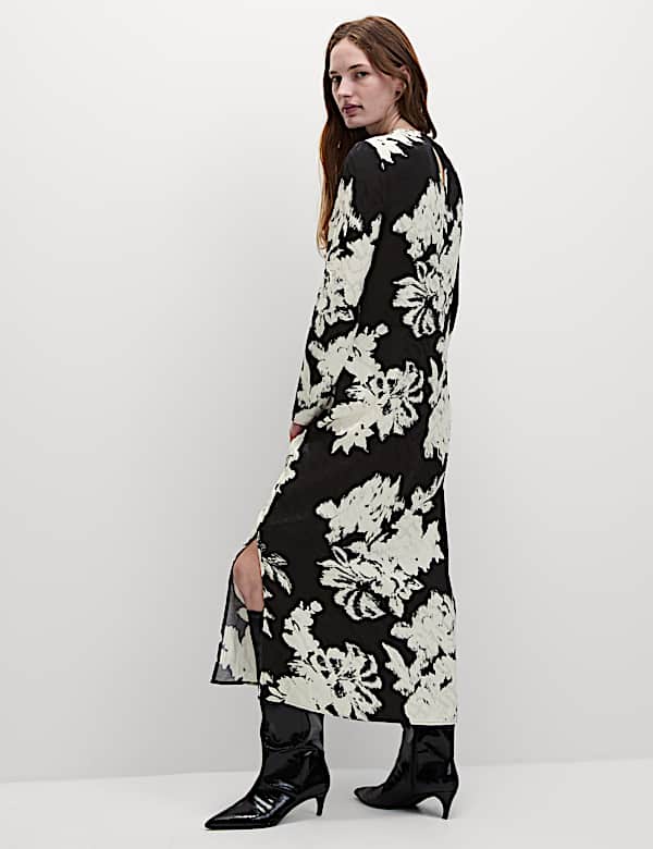 Jacquard Twist Front Midaxi Column Dress