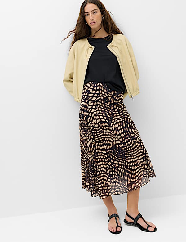 Mesh Animal Print Midi Asymmetric Skirt
